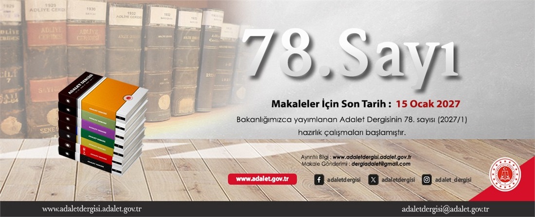 Adalet Dergisinin 78. Sayı Duyurusu